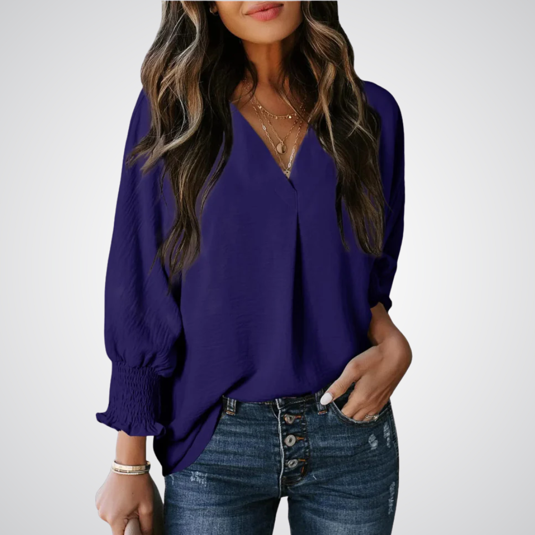 Leila – Klassieke V-hals Tuniek Blouse