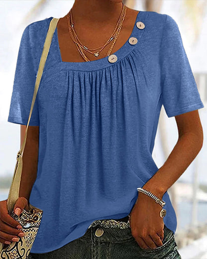 Laluna® | Comfortabele effen top met korte mouwen