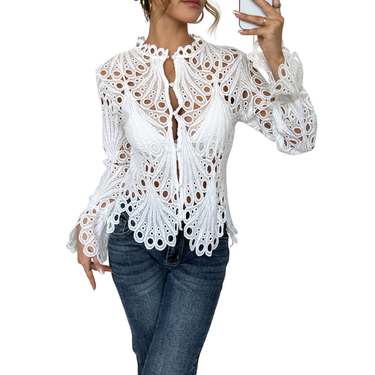 SARAH™ – Moderne Holle Detail Blouse