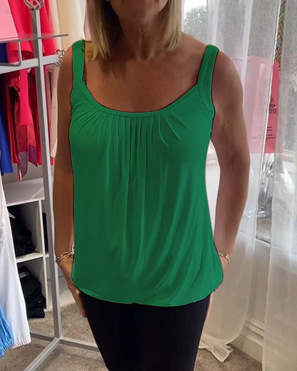 Luné® | Sofia — Elegante Mouwloze Top met Verfijnde Plooien