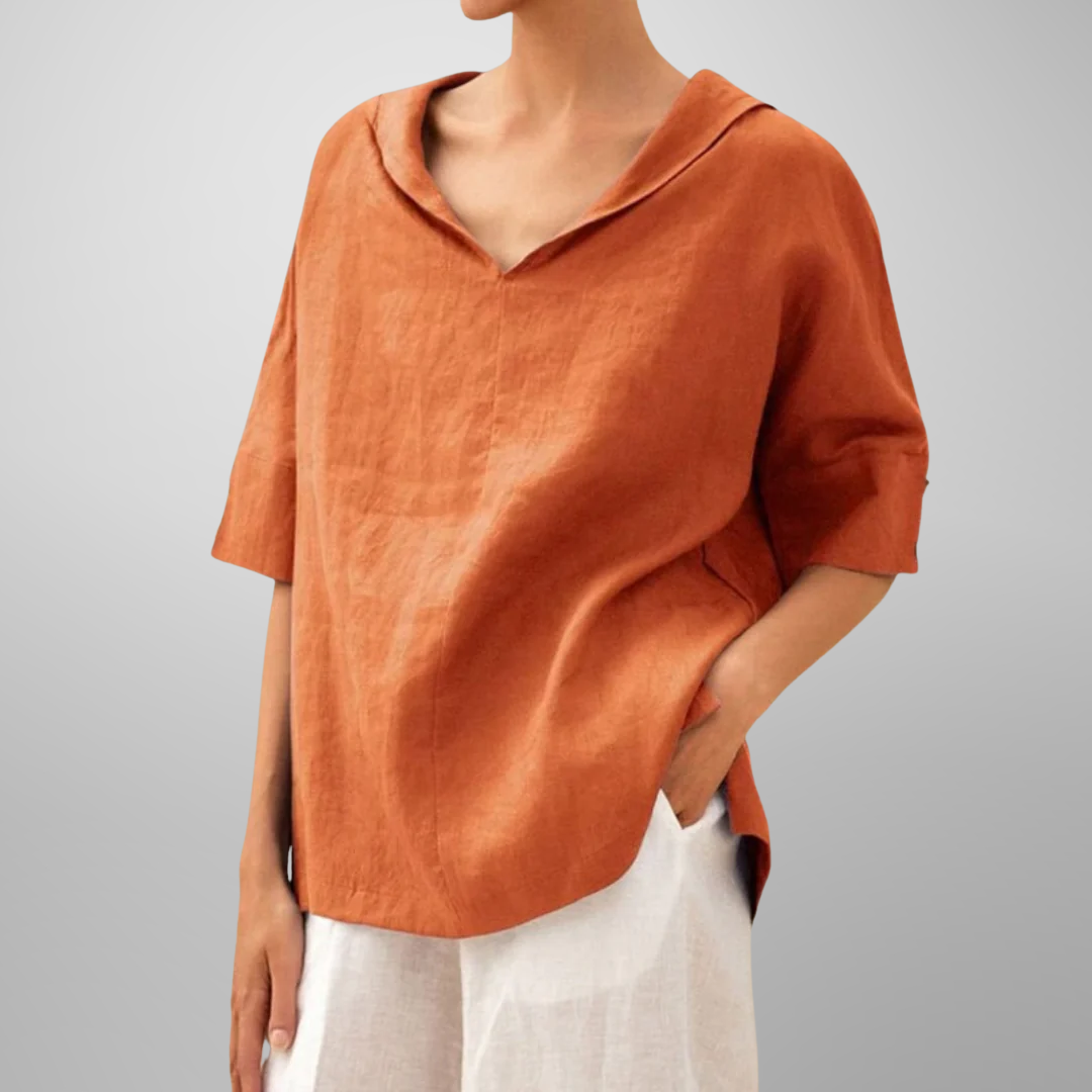 Luné® | Lucy — Verfijnde Losvallende Katoenen Blouse