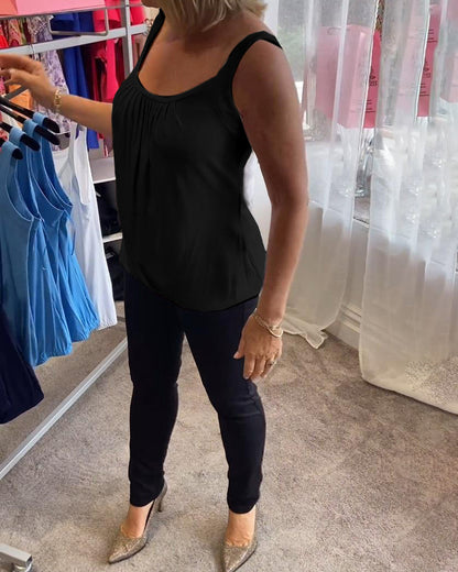 Luné® | Sofia — Elegante Mouwloze Top met Verfijnde Plooien