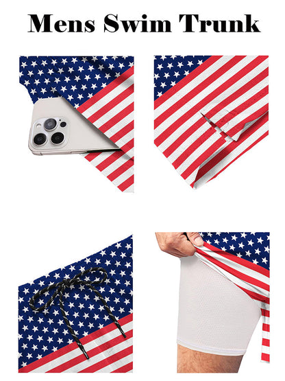 Quick-Dry Printed Swim Trunks with Compression Lining (US Only)