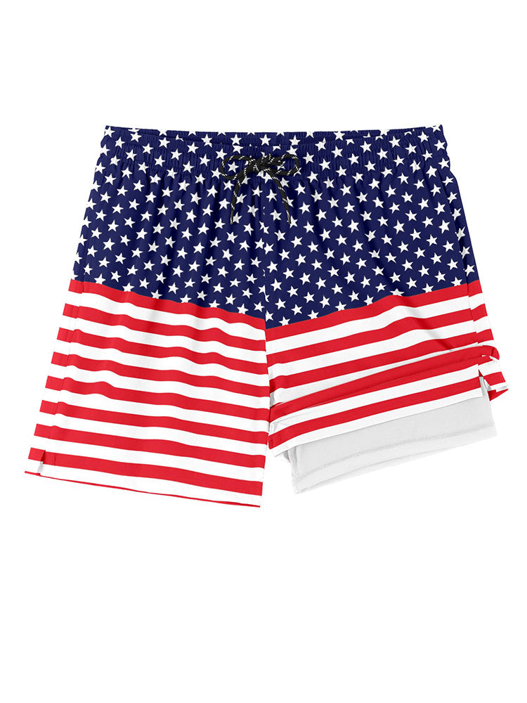 Quick-Dry Printed Swim Trunks with Compression Lining (US Only)