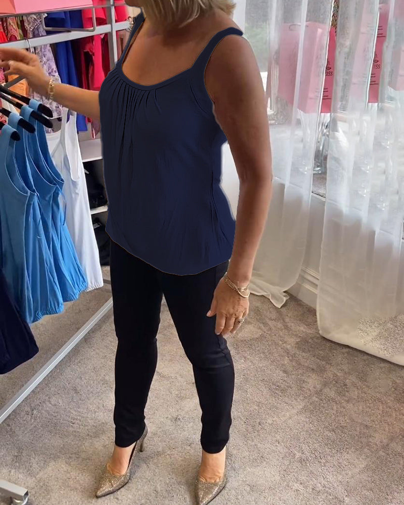 Luné® | Sofia — Elegante Mouwloze Top met Verfijnde Plooien