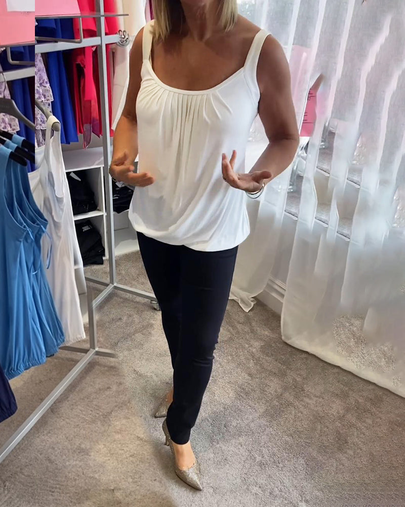 Luné® | Sofia — Elegante Mouwloze Top met Verfijnde Plooien