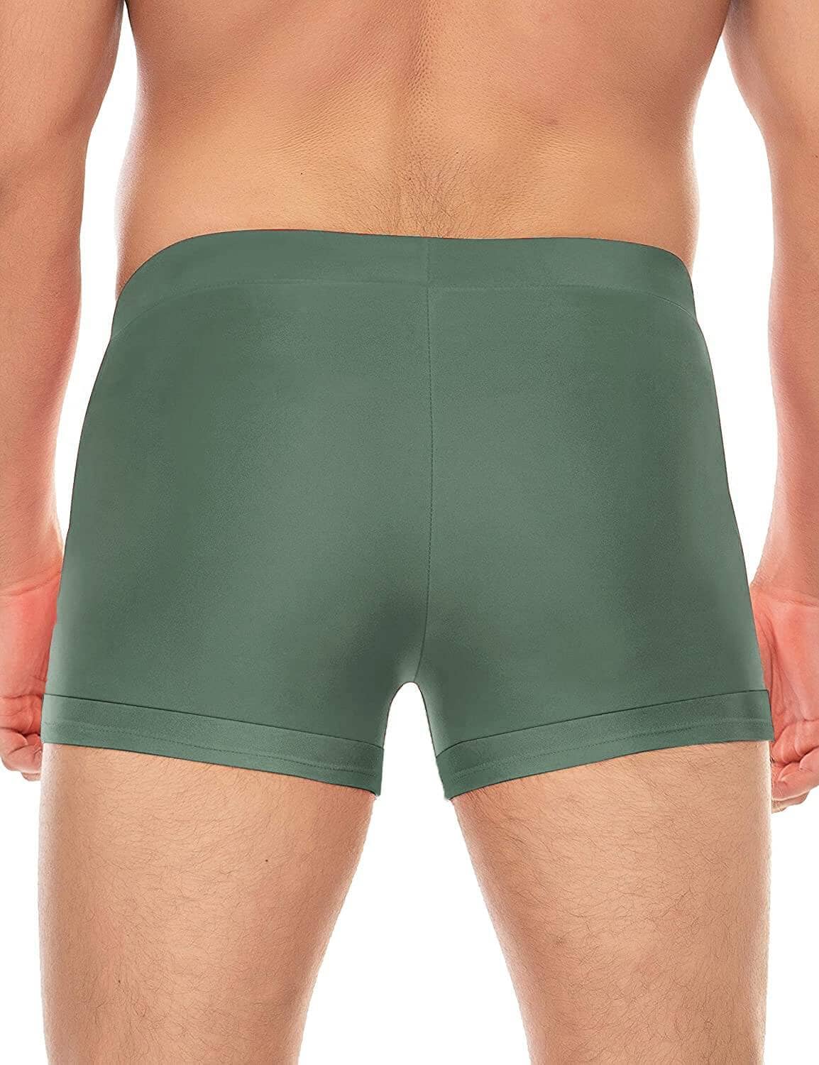 Men's Swimwear Swimsuits Solid Basic Swim Boxer Trunks Board Shorts with Zipper Pockets