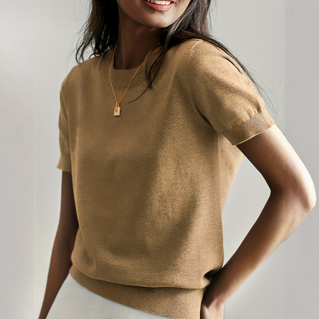 Viane - Casual Korte Mouw Crew Neck Top