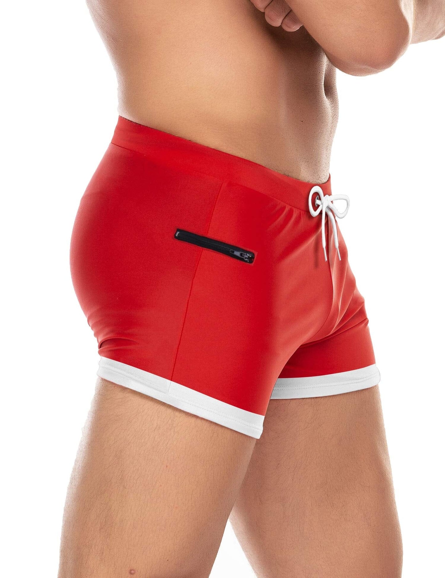 Men's Swimwear Swimsuits Solid Basic Swim Boxer Trunks Board Shorts with Zipper Pockets
