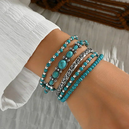 Luné® | Elara — Verfijnde Armbandenset met Turquoise Kralen