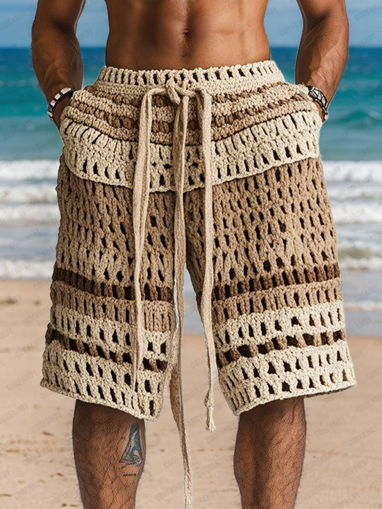 Casual Resort Knit Braided Shorts