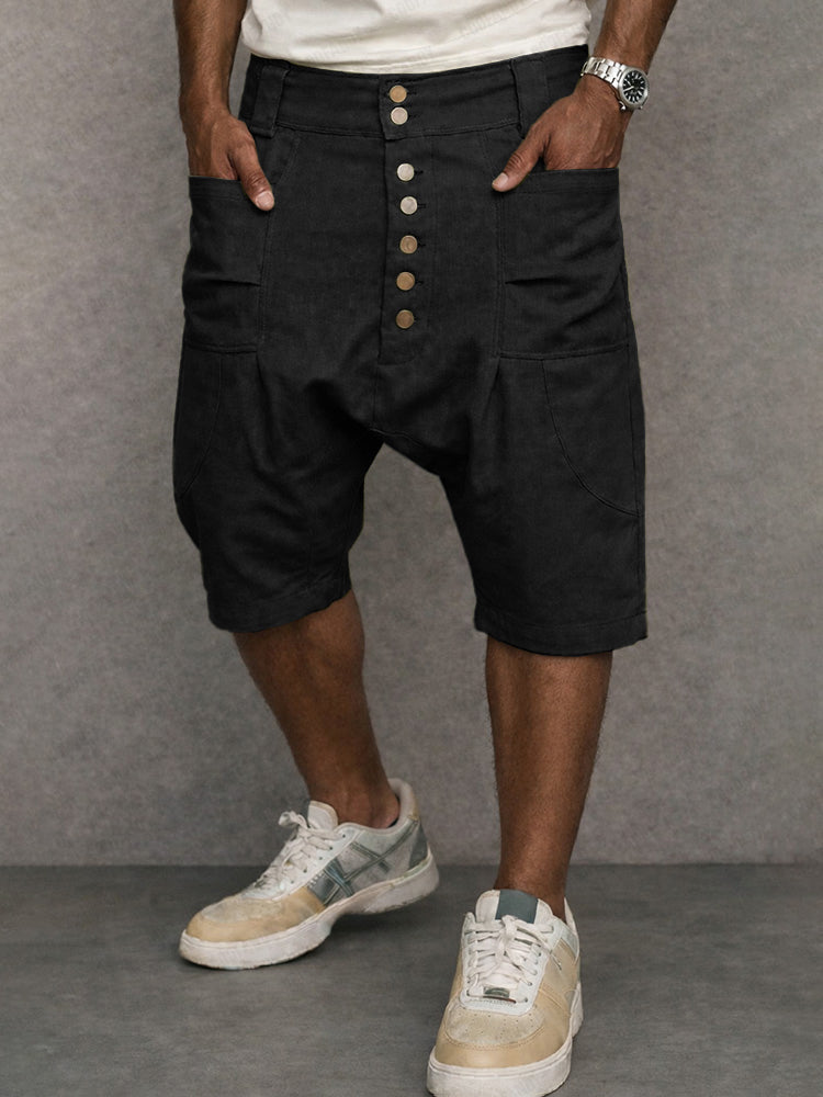 Casual 100% Cotton Drop Crotch Harem Shorts