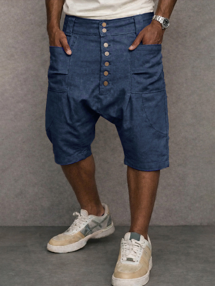 Casual 100% Cotton Drop Crotch Harem Shorts