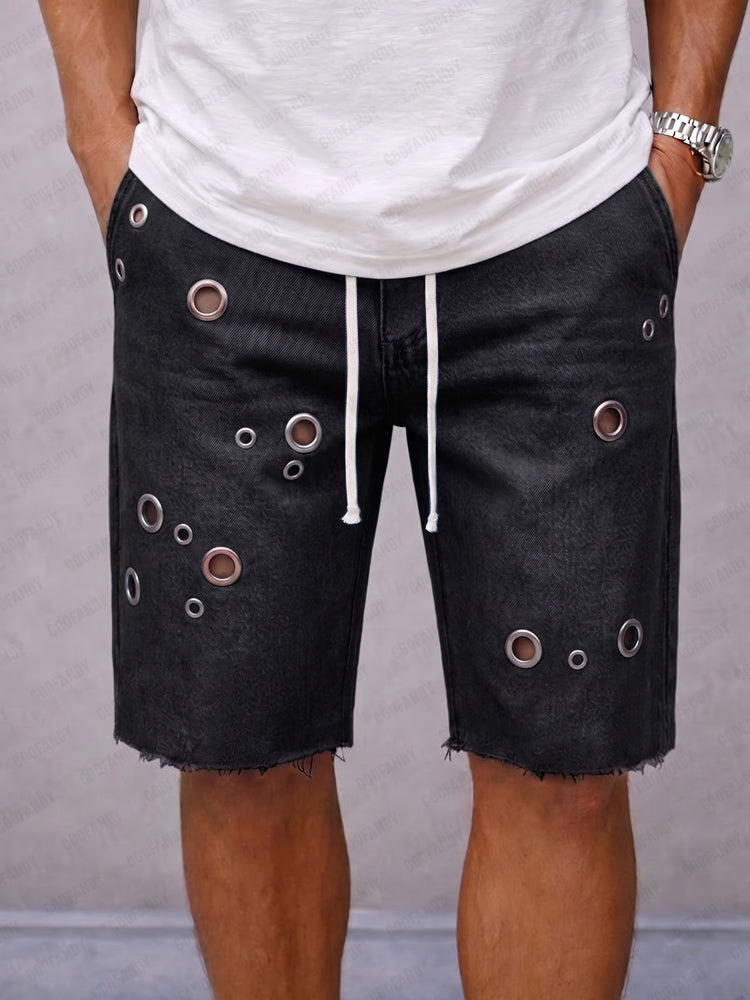 Fashion Distressed Drawstring Denim Shorts