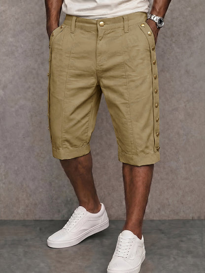 Versatile Side Button Trim 100% Cotton Shorts