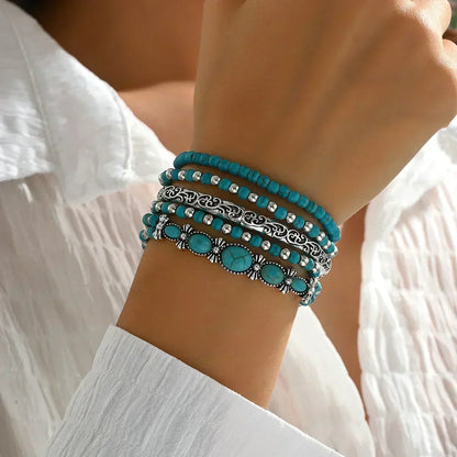 Luné® | Elara — Verfijnde Armbandenset met Turquoise Kralen