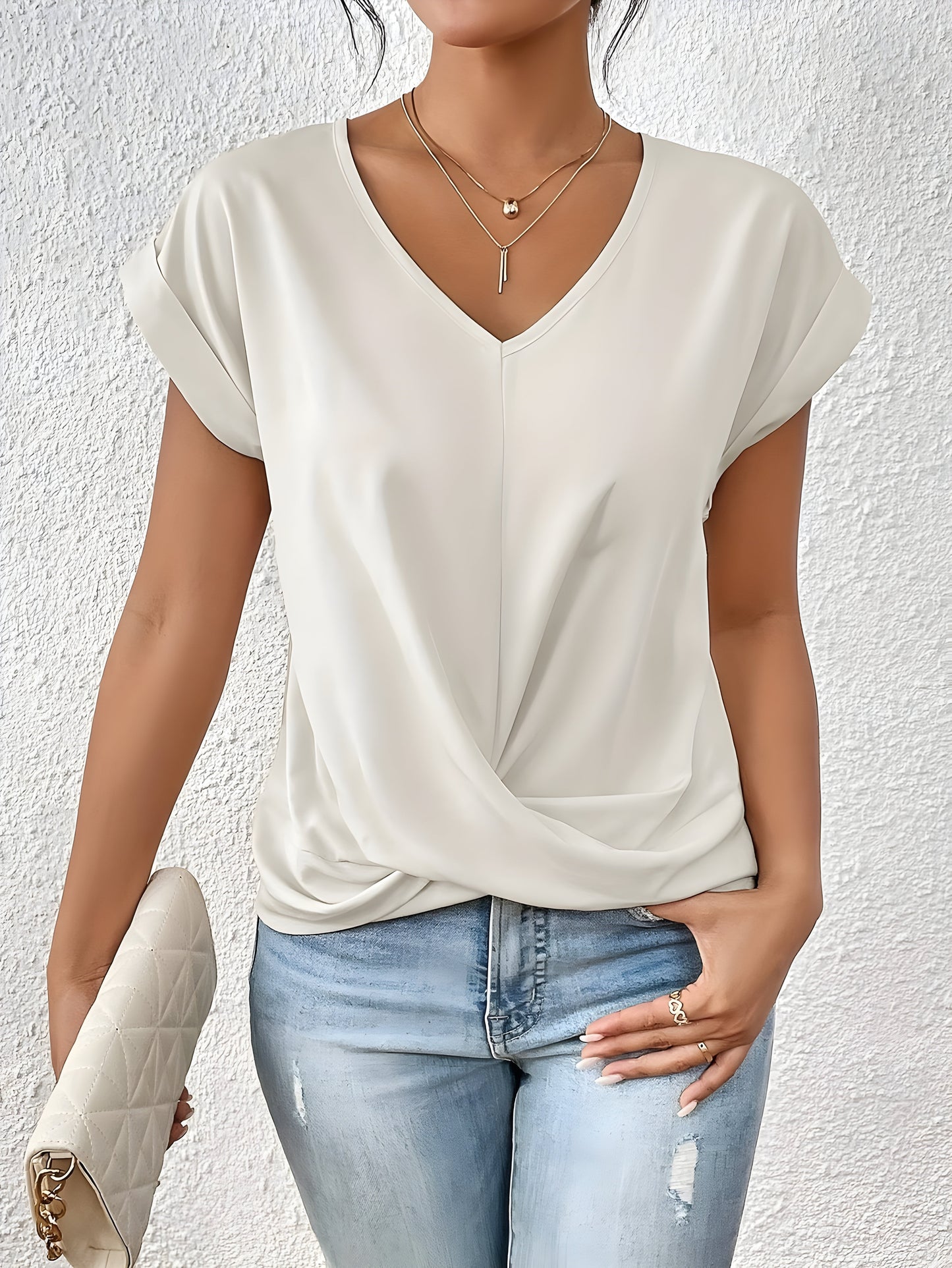 MEIKA™ – Klassieke Twist Detail V-Hals Top