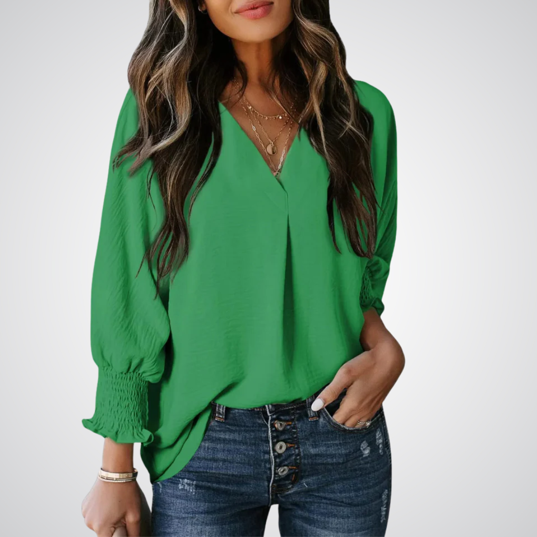 Leila – Klassieke V-hals Tuniek Blouse