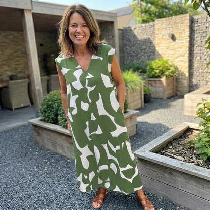 Laluna® | Jurk met print en V-hals