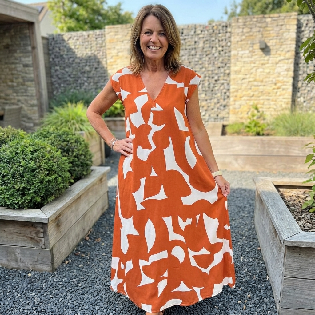 Laluna® | Jurk met print en V-hals
