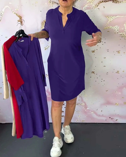 Laluna® | Effen jurk met V-hals