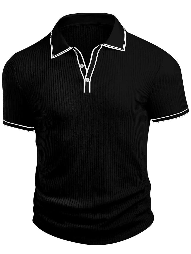 Silvan | Geribbelde gebreide poloshirt