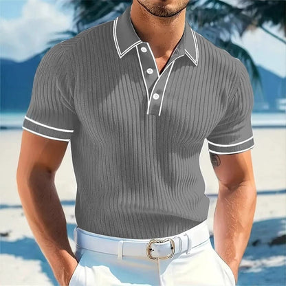 Silvan | Geribbelde gebreide poloshirt